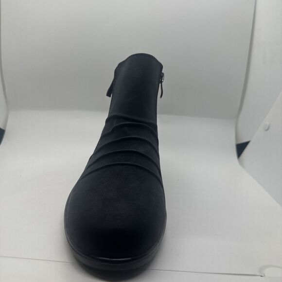 Judith Women's Size 10 M Ruched Wedge Booties Navy Blue Boots - Picture 3 of 13